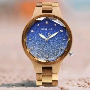 Unisex Wood watch with blue face